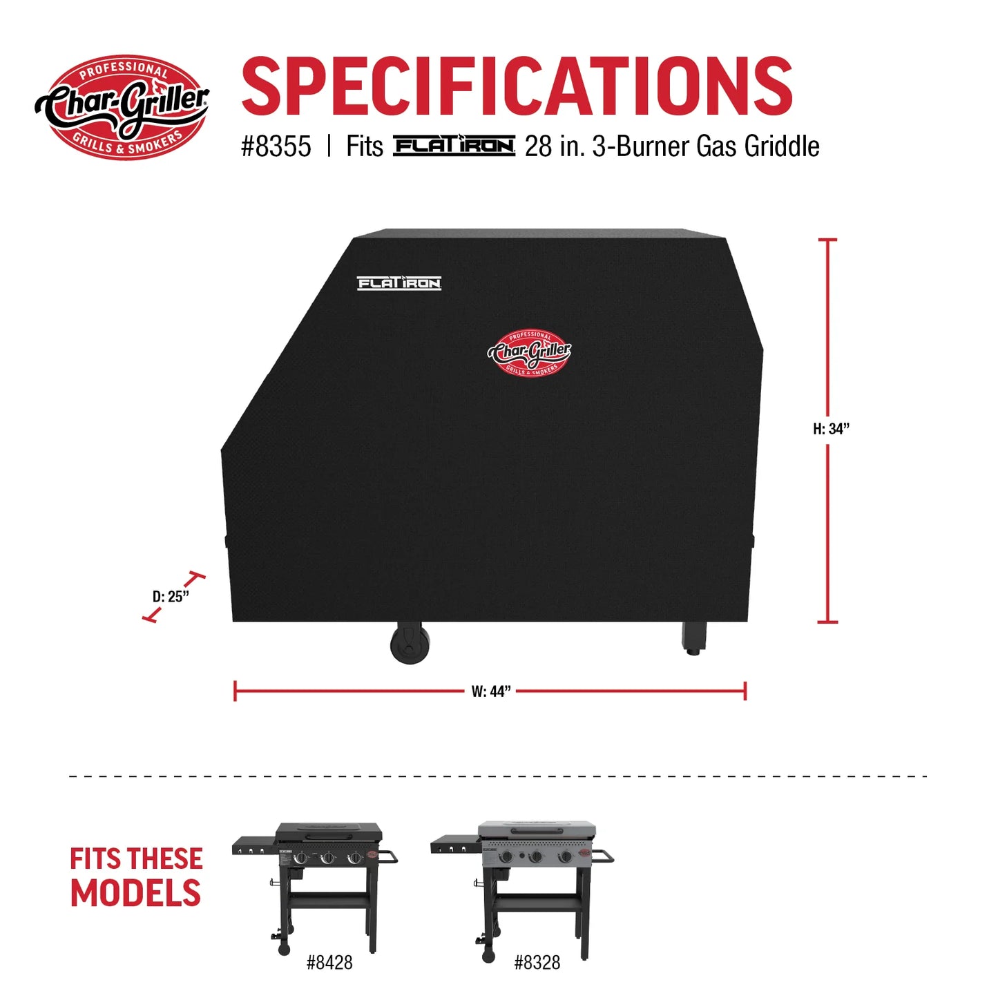 3-brännare Flat Iron™ Gas Griddle-överdrag