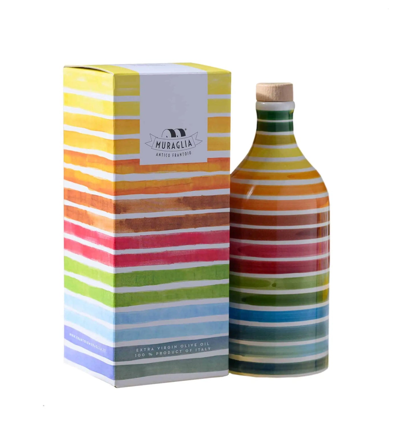 Italian extra virgin olive oil in a ceramic "Rainbow" bottle and gift box "Muraglia INTENSE FRUITY" 500 ml (intensely fruity)