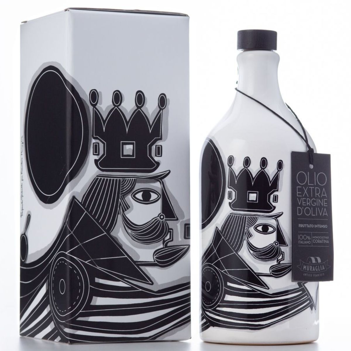 Italian extra virgin olive oil in ceramic gift box "Gaballo King" in bottle "Muraglia INTENSE FRUITY" 500 ml (intensely fruity)