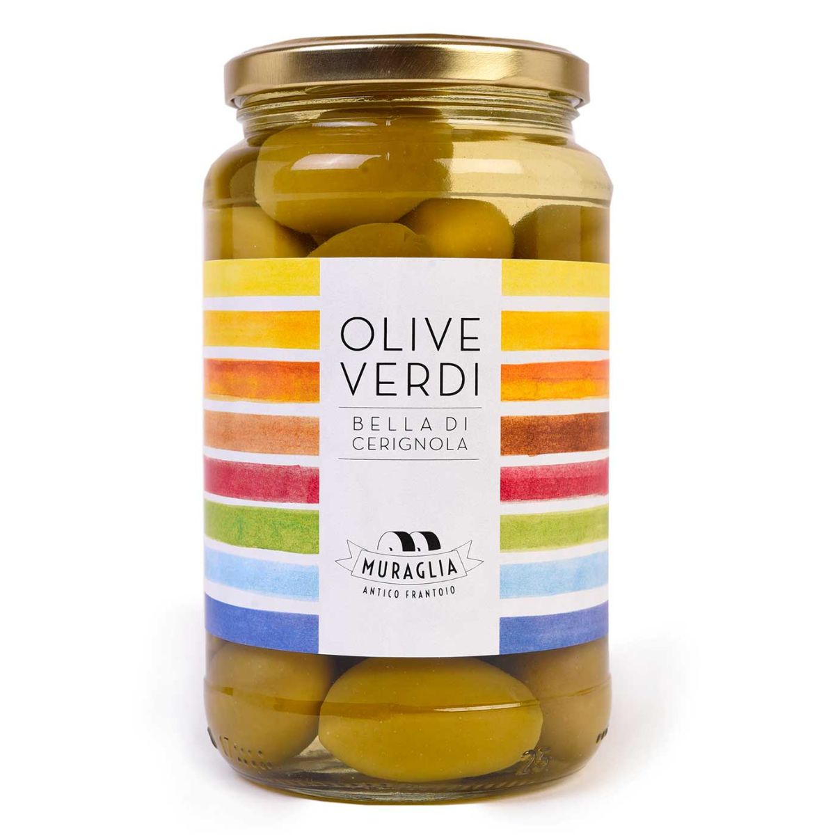 Large green Bella di Cerignola olives with stones – Frantoio Muraglia 580 ml