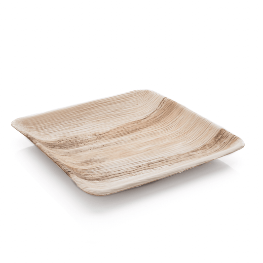 Stort biologiskt nedbrytbart palmblad PLATTA fyrkantig 25×25 cm (10 st)