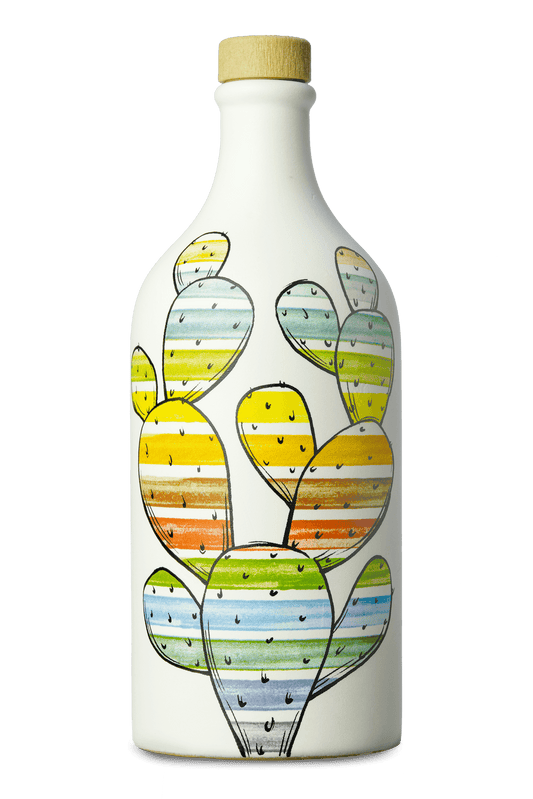 Italiensk extra virgin olivolja i en keramisk "Prickly Pear"-flaska "Muraglia MEDIUM FRUITY" 500 ml (medium fruktig)