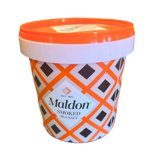 Maldon smoked sea salt flakes 500g in a bucket