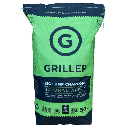 GRILLEP premium grillkol i stora delar (al) 50 ltrs påse (FSC100%)