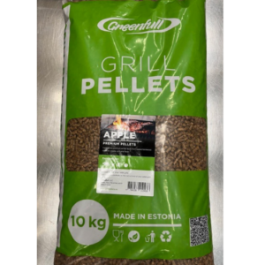 Grönfulla äppelträgrillpellets 10 kg. Tillverkad i Estland.