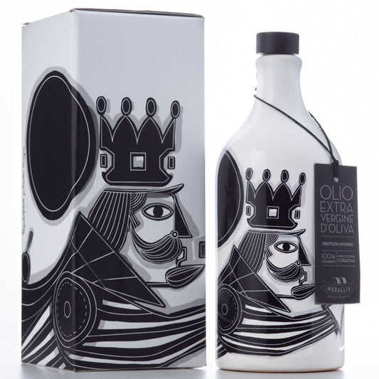 Italiensk extra virgin olivolja i presentförpackning i keramisk "Gaballo King" i flaska "Muraglia INTENSE FRUITY" 500 ml (intensivt fruktig)