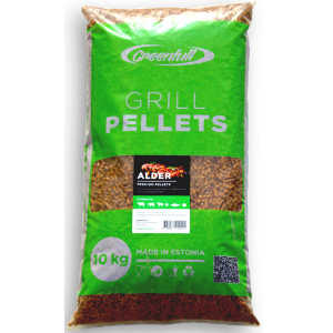 Grönfull al ved grillpellets 10kg. Tillverkad i Estland