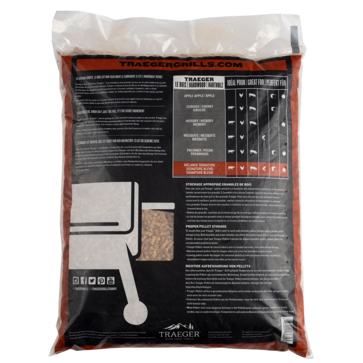 TRAEGER FSC SIGNATURE BLEND träpellets för rökare 9 kg