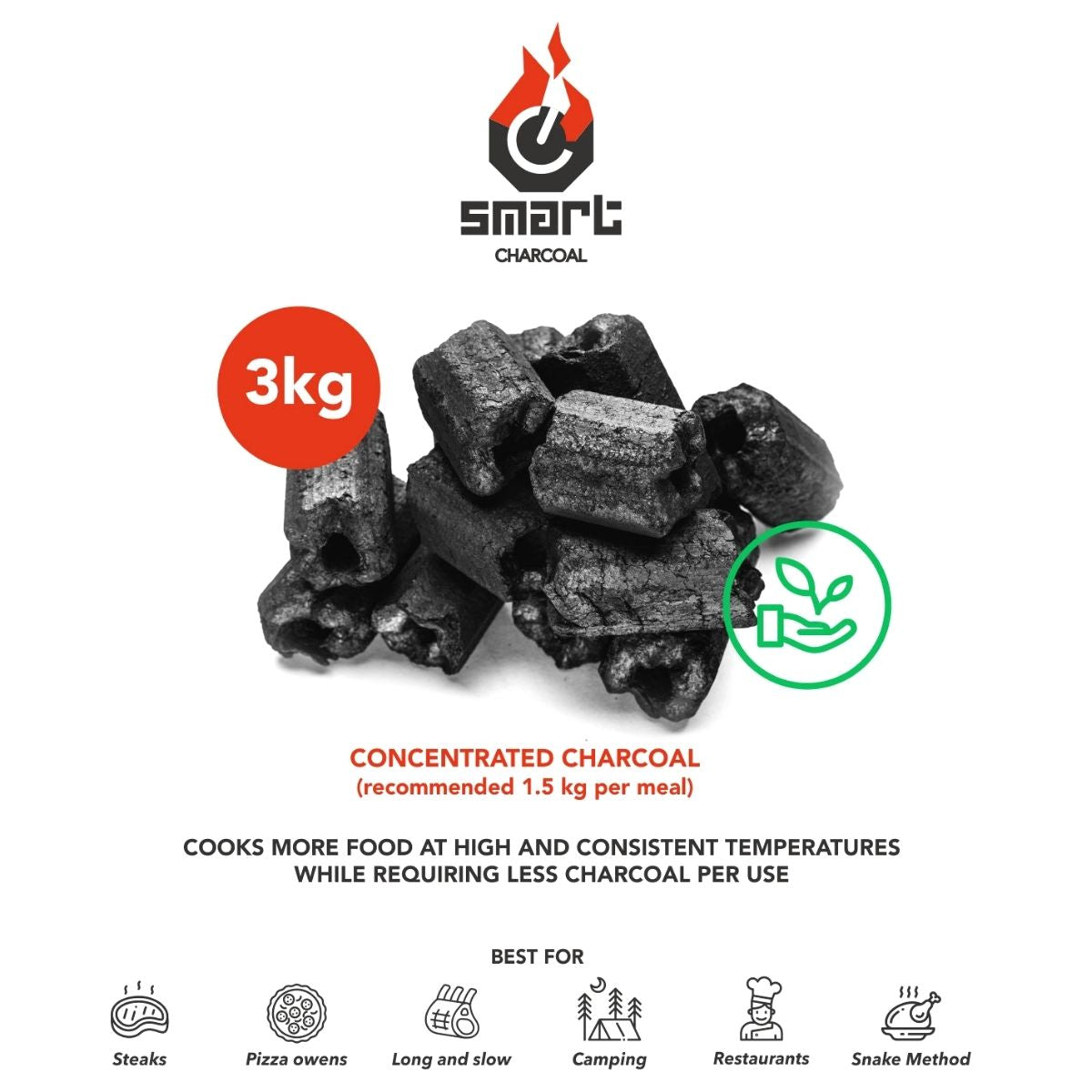 Smart Charcoal brikett kol 3 kg påse