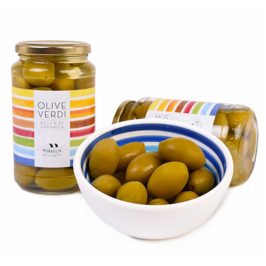 Large green Bella di Cerignola olives with stones – Frantoio Muraglia 580 ml